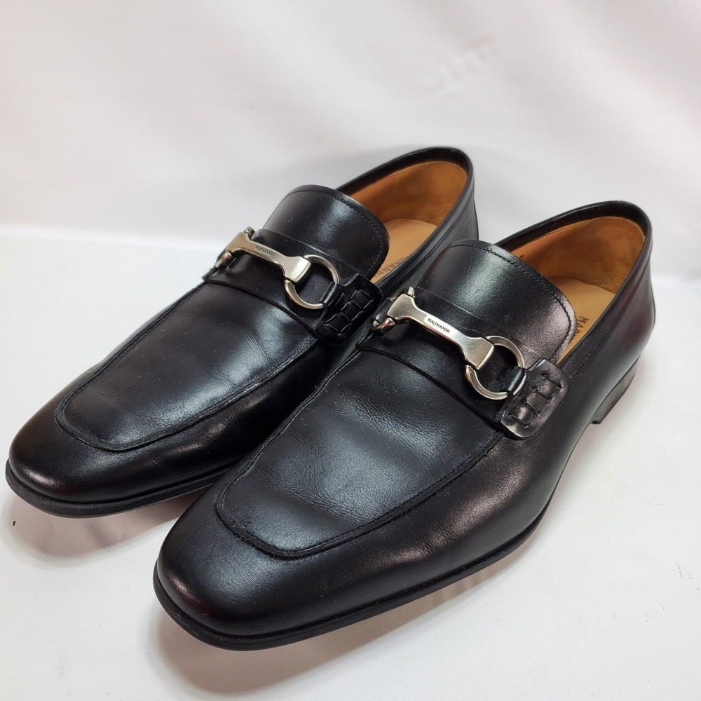 Magnanni Horsebit Loafers 9.5 M Black Leather Slip On Dress Shoes 18456 Spain